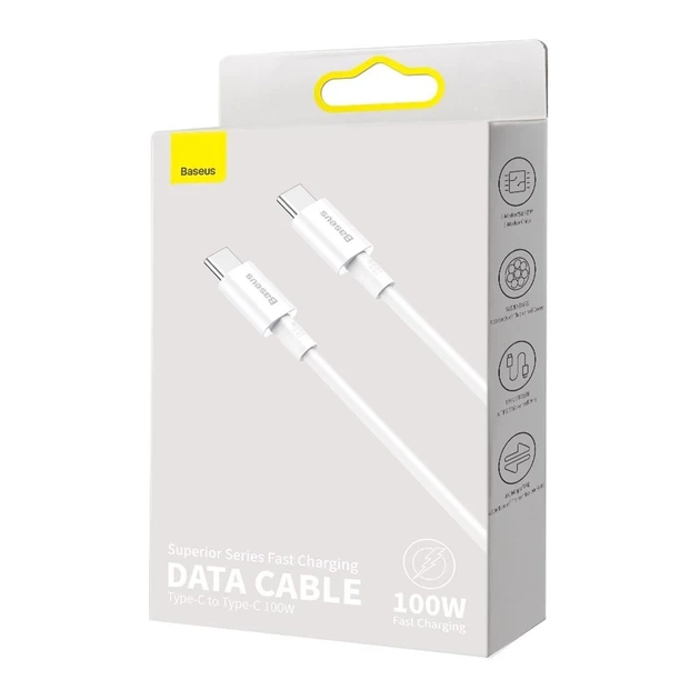 Кабель Baseus Superior Series Fast Charging PD USB-С to USB-С 2m 100W White (CATYS-C02) - зображення 5