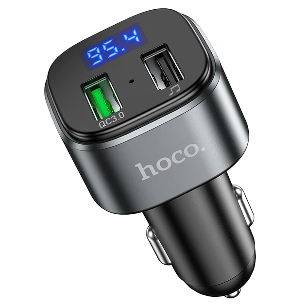 АЗП з FM-модулятором HOCO E67 Fighter QC3.0 18W car BT FM transmitter Black - Фото 3 АЗП з FM-модулятором HOCO E67 Fighter QC3.0 18W car BT FM transmitter Black - изображение 3
