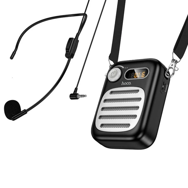 Портативна колонка з гарнітурою HOCO L23 Lemony speaker with wired microphone, 5W, Black - Фото 3 Портативна колонка з гарнітурою HOCO L23 Lemony speaker with wired microphone, 5W, Black - изображение 3