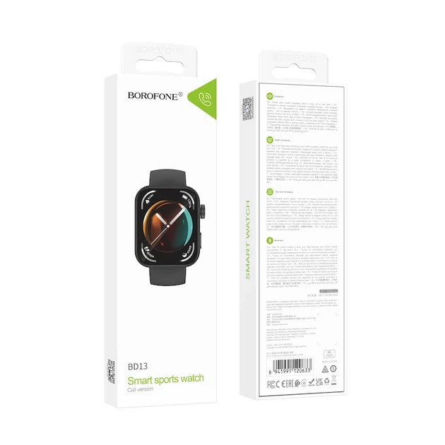 Смарт-годинник BOROFONE BD13 42mm. 230 mAh. Smart sports watch (call version) Black - Фото 2 Смарт-годинник BOROFONE BD13 42mm. 230 mAh. Smart sports watch (call version) Black - изображение 2