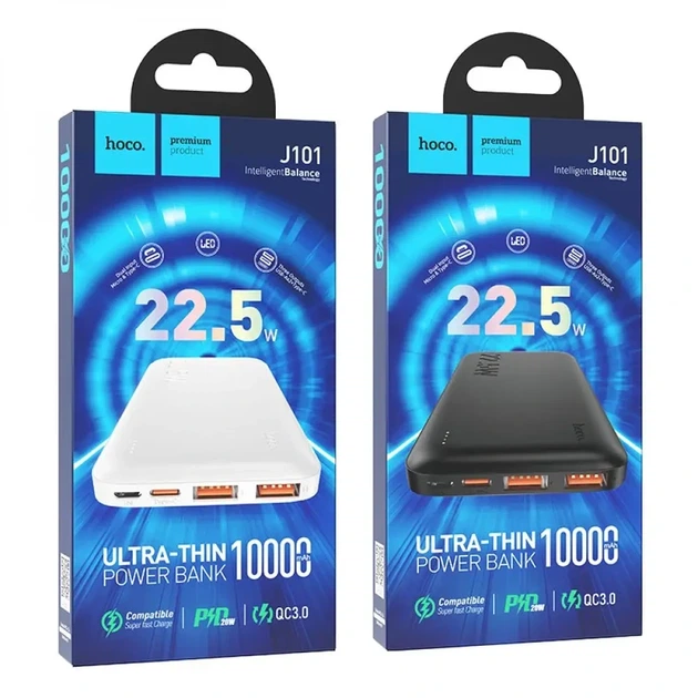 Зовнішній акумулятор HOCO J101 Astute 22.5W fully compatible power bank(10000mAh) Black - изображение 6