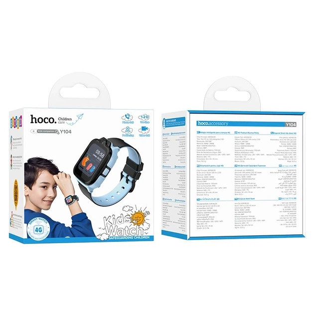 Дитячий смарт-годинник Hoco Y104 42mm. SIM 4G. Wi-Fi. 700 mAh. IP65 Blue - изображение 2