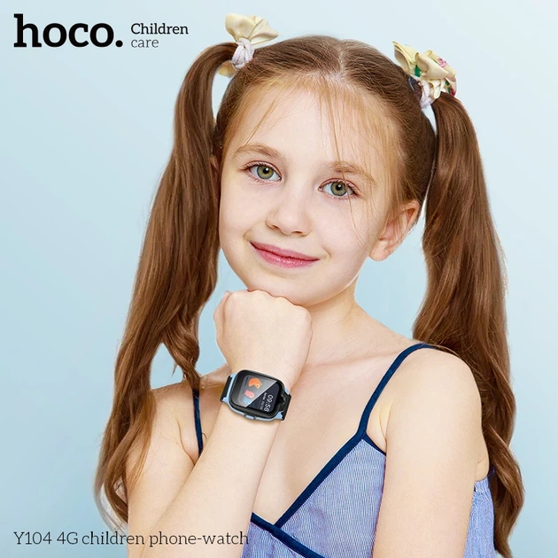 Дитячий смарт-годинник Hoco Y104 42mm. SIM 4G. Wi-Fi. 700 mAh. IP65 Blue - изображение 4
