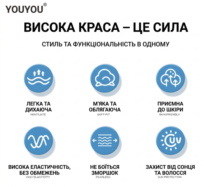 Дитяча шапочка для плавання YOUYOU — еластична тканинна шапка для басейну та моря не тисне швидко сохне блакитна - зображення 8