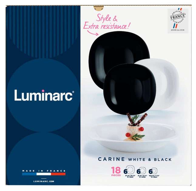 Сервіз столовий Luminarc Carine 18 предметів чорний/білий - изображение 6