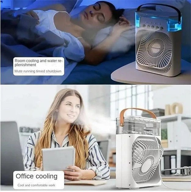 Вентилятор-зволожувач повітря з LED підсвіткою та USB Type-C, портативний настільний кондиціонер - изображение 7