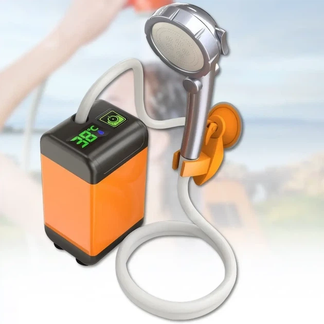 Портативний душ акумуляторний 3.7V з дисплеєм температури та USB зарядкою, туристичний душ для кемпінгу - зображення 8