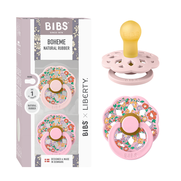 Пустушка 0-6 mBIBS x Liberty Boheme 2 PACK Oscar Meadow Latex Round (кругла) – Blossom Mix (2 в упаковці) - изображение 2