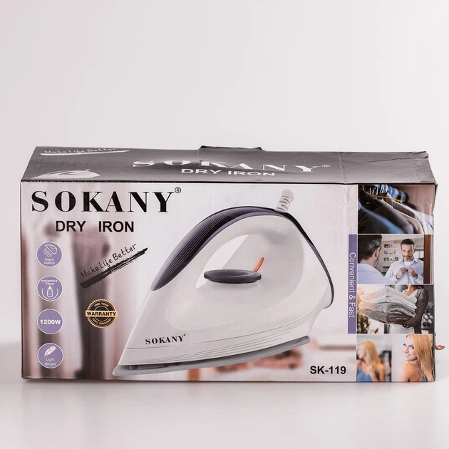 Утюг бытовой Sokany SK-119 черно-белый с керамической подошвой (107-80-SK-119) - изображение 5