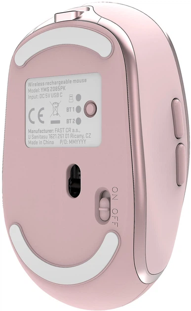 Миша бездротова Yenkee NOBLE YMS 2085PK DUAL WiFi+Bluetooth Pink (B8YX3AA#ABB) - Фото 2 Миша бездротова Yenkee NOBLE YMS 2085PK DUAL WiFi+Bluetooth Pink (B8YX3AA#ABB) - зображення 2