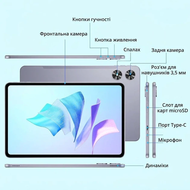 Планшет 12" 2K SVITOO P108 6+18/128Gb 8 ядер Android 15 8800 mAh Черно-серый (101936852) - Фото 5 Планшет 12" 2K SVITOO P108 6+18/128Gb 8 ядер Android 15 8800 mAh Черно-серый (101936852) - изображение 5