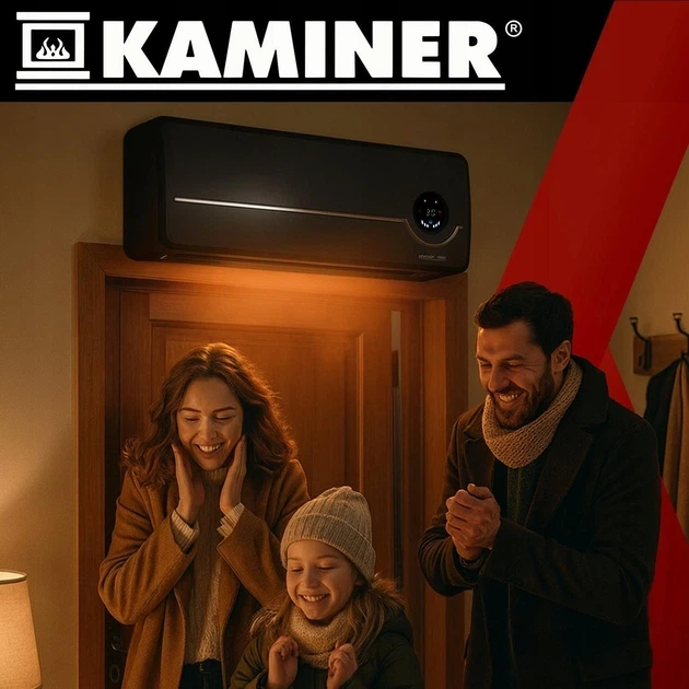 Тепловая воздушная завеса Kaminer 26388 2000 Вт Wi-Fi с LED-дисплеем, пультом ДУ и ECO-режимом для дома и офиса - изображение 3