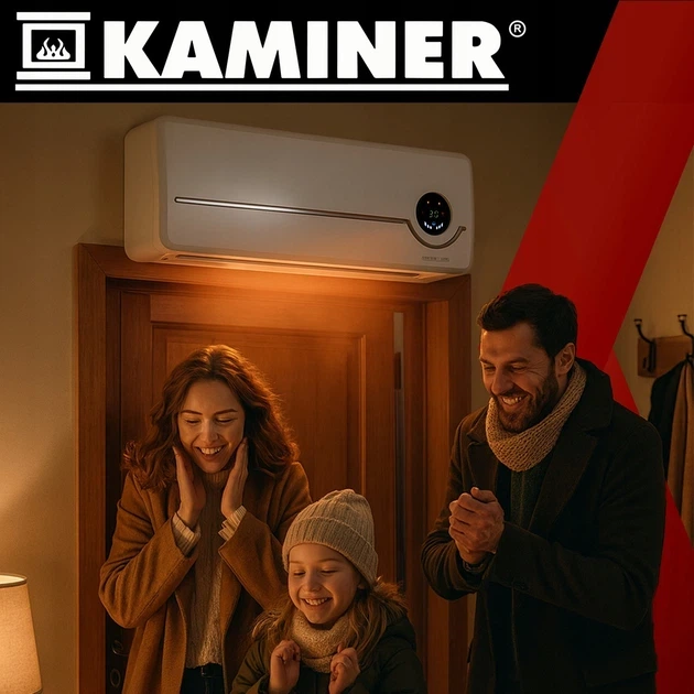 Тепловая воздушная завеса Kaminer 26389 2000 Вт Wi-Fi с LED-дисплеем, пультом ДУ и ECO-режимом для дома и офиса - изображение 2