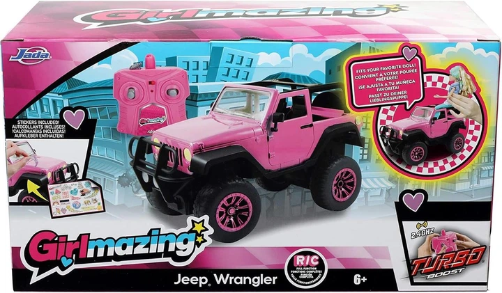Машина на пульті керування рожева Girlmazing 1:16 Jeep Wrangler Jada 96991 - зображення 3