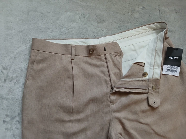 Шорты Next (лён и полиэстер) р. 34 Slim Fit - Светло-коричневые - Фото 2 Шорты Next (лён и полиэстер) р. 34 Slim Fit - Светло-коричневые - изображение 2