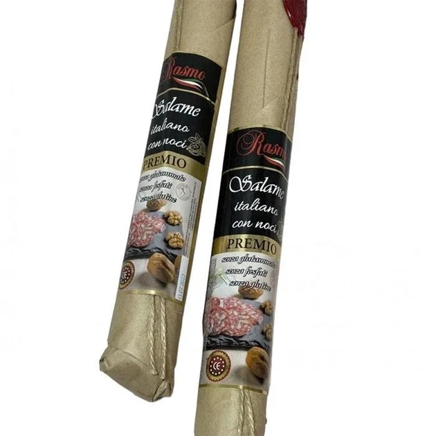 Ковбаса салямі Rasmo Premio Salame Italiano con Noci з грецьким горіхом 290 г ± - Фото 2 Ковбаса салямі Rasmo Premio Salame Italiano con Noci з грецьким горіхом 290 г ± - зображення 2