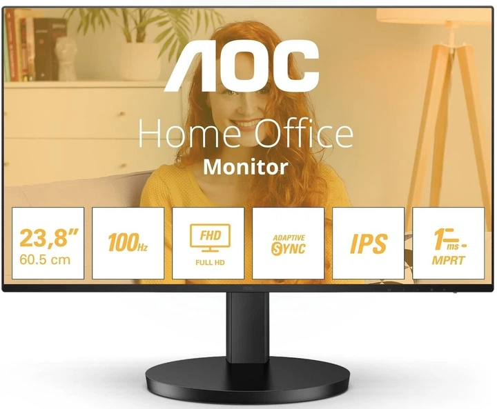 Монитор 23.8" AOC 24B3HA2 IPS 100Hz 1920x1080 Black - Фото 2 Монитор 23.8" AOC 24B3HA2 IPS 100Hz 1920x1080 Black - изображение 2