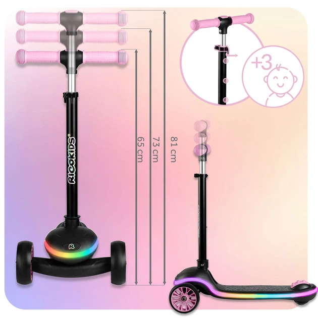 Hulajnoga trojkolowa dla dzieci balansowa LED RICOKIDS Leddi Czarno-rozowa (5903890632786) - Zdjęcie 6 Hulajnoga trojkolowa dla dzieci balansowa LED RICOKIDS Leddi Czarno-rozowa (5903890632786) - obraz 6