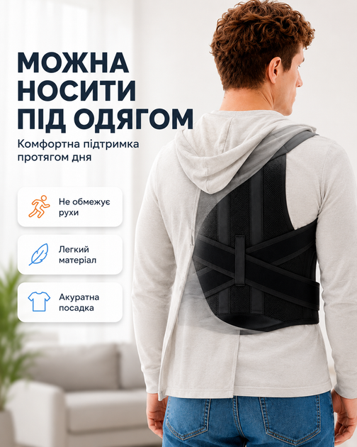Корректор для коррекции осанки ортопедический корсет для разгрузки позвоночника и выравнивания спины BRS - изображение 2