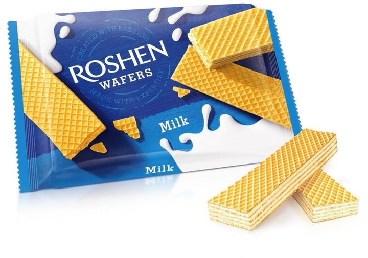 Вафлі Roshen Wafers з молочно-вершковою начинкою неглазуровані 72 г - Фото 1 Вафлі Roshen Wafers з молочно-вершковою начинкою неглазуровані 72 г - изображение 1