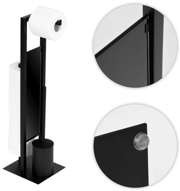 Тримач для туалетного паперу та щітки ModernHome by Multistore AIE-47-1 Чорний (5905817011568) - зображення 7