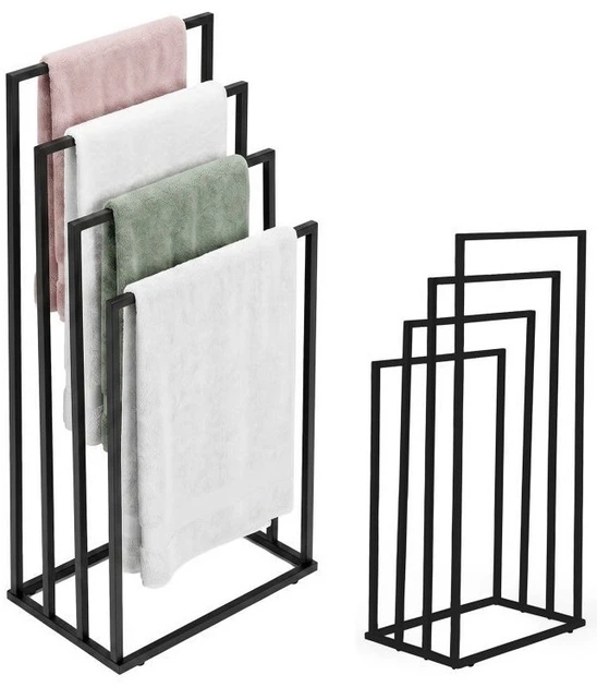 Stojak na ręczniki ModernHome by Multistore AIE-44-1 4 szczeble Czarny (5905817011513) - obraz 6