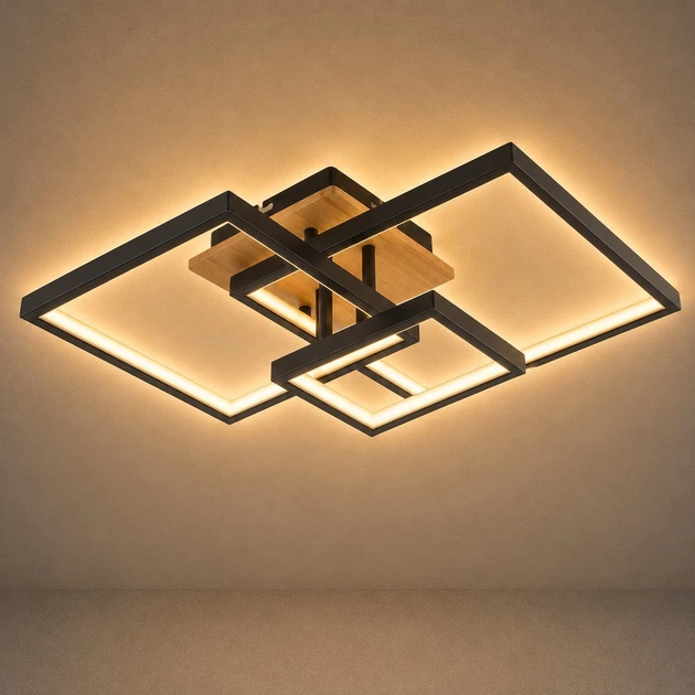Потолочная люстра VALESO LED DK6589-3 BK+WOOD 102W Черный + дерево - изображение 2