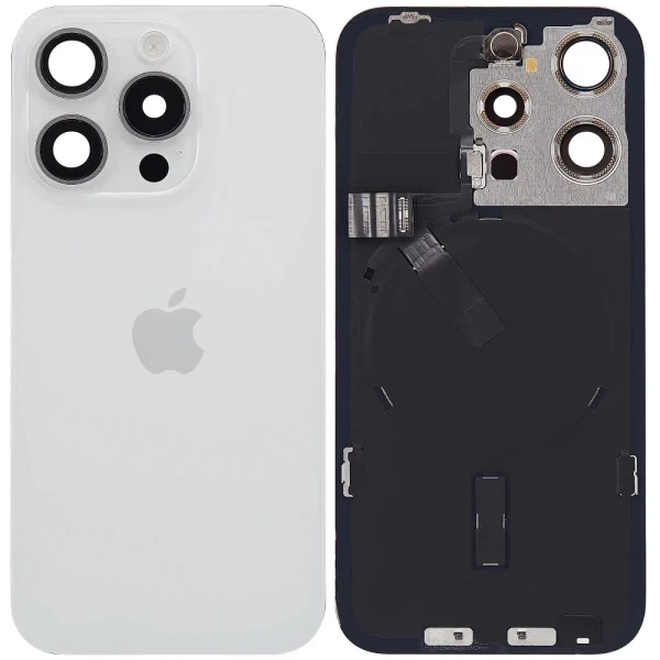 Задня кришка для iPhone 15 Pro MagSafe зі шлейфом оригінал Китай White Titanium - Фото 1 Задня кришка для iPhone 15 Pro MagSafe зі шлейфом оригінал Китай White Titanium - зображення 1
