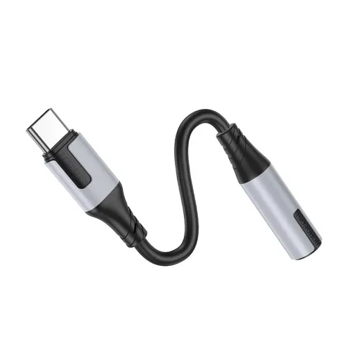 Адаптер BOROFONE BV19 Creator Type-C to 3.5 mm Jack, цифровой аудио конвертер с поддержкой микрофона, черный, 15 см - изображение 5