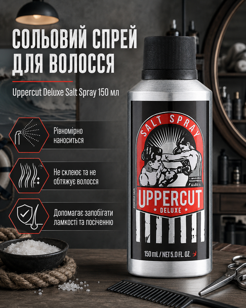 Соляной спрей для волос Uppercut Deluxe Sea Salt Spray 150 мл - профессиональное мужское текстурирующее средство с морской солью - Фото 2 Соляной спрей для волос Uppercut Deluxe Sea Salt Spray 150 мл - профессиональное мужское текстурирующее средство с морской солью - изображение 2