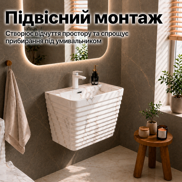 Набор унитаз и умывальник керамический дизайнерский комплект умывальник премиальный и унитаз под мрамор Asans - изображение 6