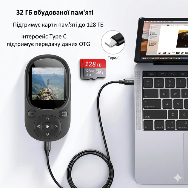 MP3 плеєр Mechen A11 Bluetooth 5.3 Hi-Fi 32Gb з кліпсою чорний - зображення 4