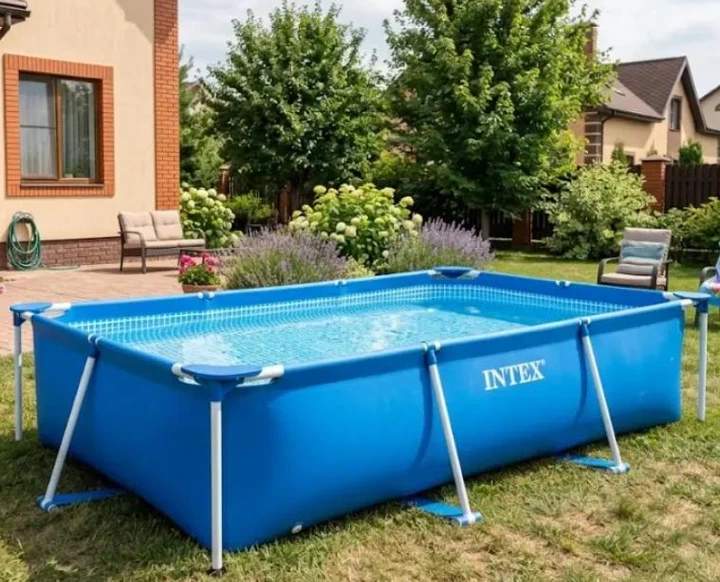 Каркасный бассейн Intex 28270, 220 х 150 х 60 см, прямоугольный, объем 1662 л, материал: трехслойный ПВХ + металлический каркас, для всей семьи, голубой - изображение 8