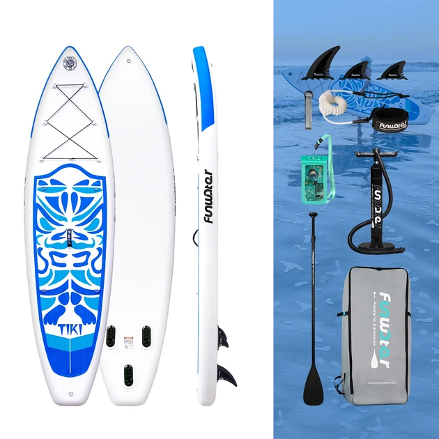 SUP-дошка надувна FunWater SUPFW05B Tiki 3,2 м (синьо-білий) - изображение 8