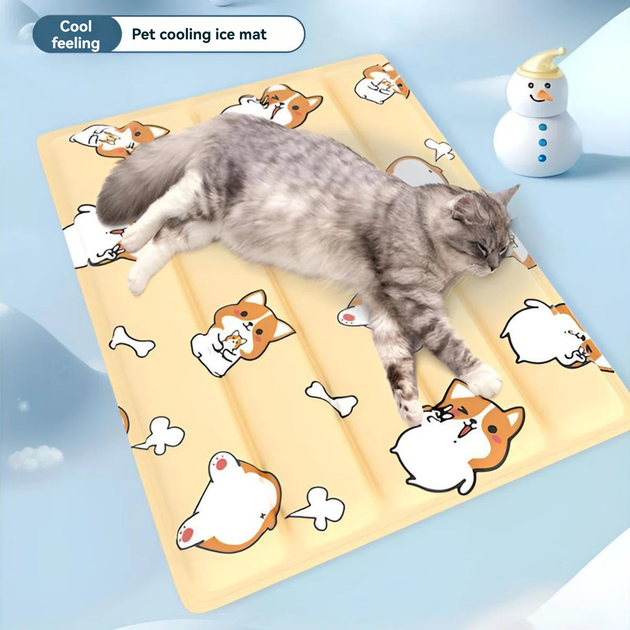Охолоджуючий килимок для собак та кішок GEL Material Summer Pet Cooling Mat, Corgi Beige, 60х90 см - зображення 3