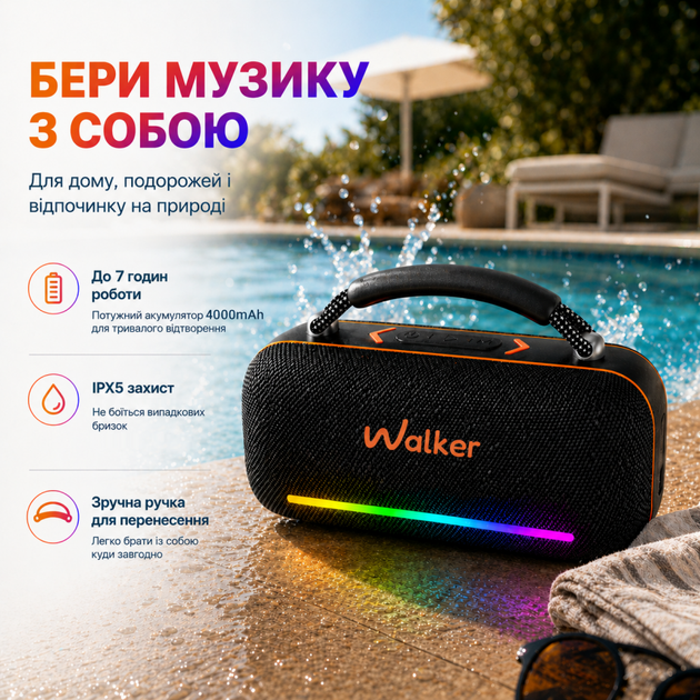 Портативна колонка WALKER WSP-750 60W - изображение 9