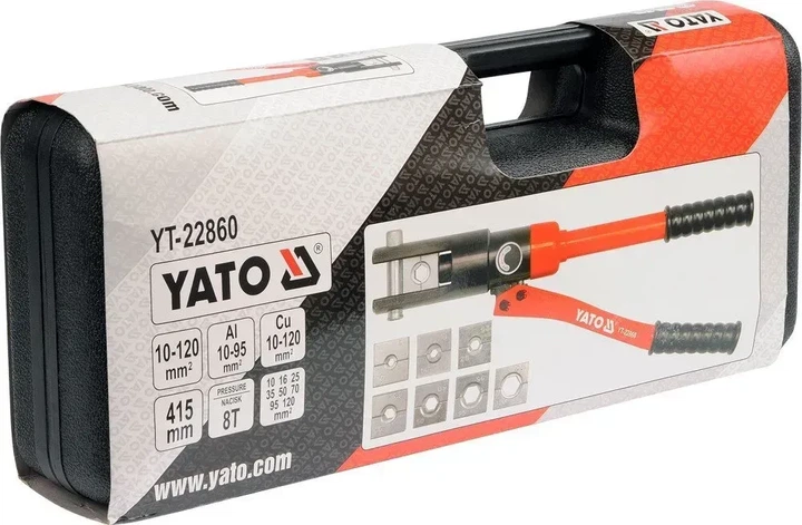 Клещи ручные гидравлические Yato для обжима 10-120 мм² L415 мм YT-22860 - Фото 2 Клещи ручные гидравлические Yato для обжима 10-120 мм² L415 мм YT-22860 - изображение 2