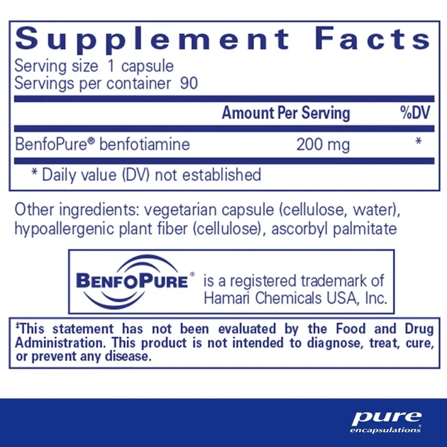 Бенфотиамин Pure Encapsulations BenfoMax 90 капсул - Фото 4 Бенфотиамин Pure Encapsulations BenfoMax 90 капсул - изображение 4