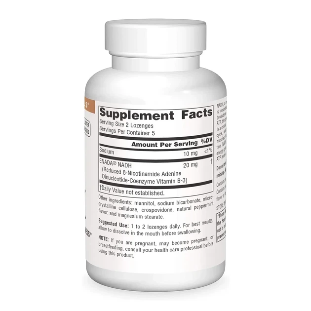 Кофермент витамина В3 NADH 10 мг Source Naturals, вкус мяты, 10 Пастилки - изображение 2
