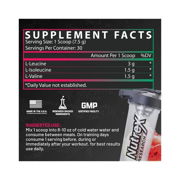 BCAA аминокислоты BCAA 6000 Nutrex, арбуз, 237 г - Фото 4 BCAA аминокислоты BCAA 6000 Nutrex, арбуз, 237 г - изображение 4