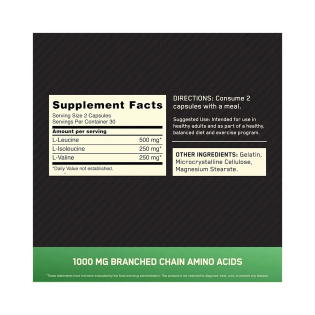 Амінокислотний комплекс BCAA 1000 Optimum Nutrition 1000 мг 60 капсул - зображення 4