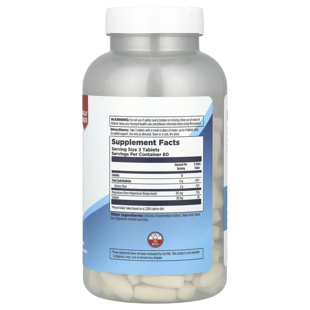 Магний хелатный бисглицинат, Chelated Magnesium Bisglycinate, KAL, 180 Таблетки - изображение 2