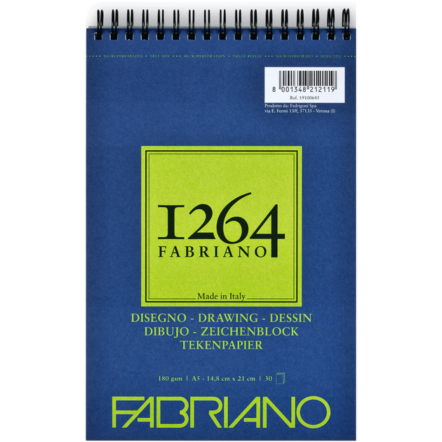 Альбом на спирали для рисунка 1264 А5 (14.8х21 см) 180г/м2 30л Fabriano - Фото 1 Альбом на спирали для рисунка 1264 А5 (14.8х21 см) 180г/м2 30л Fabriano - изображение 1