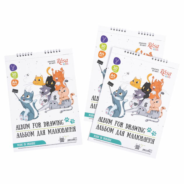 Альбом на спирали для рисования Cats Selfies А4 100г/м2 30л ROSA Kids - изображение 2