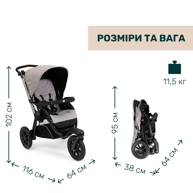 Коляска 2 в 1 Chicco Activ3 New Серая (87154.54.01) - изображение 7