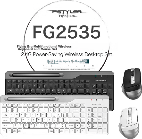Комплект беспроводной A4Tech Fstyler Flytime FG2535 Wireless Steel Grey - изображение 2