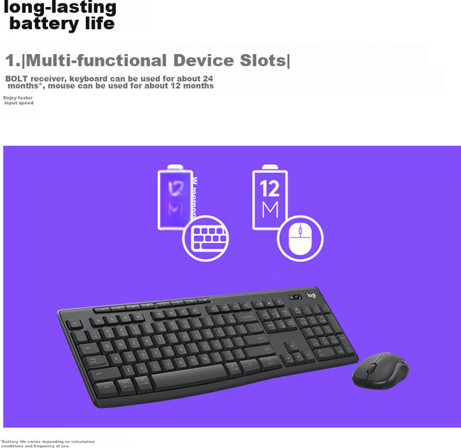 Комплект бездротовий Logitech MK370 Wireless/Bluetooth Black - зображення 2