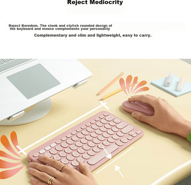 Комплект беспроводной Logitech Pebble 2 Combo Wireless/Bluetooth Off-white - изображение 2