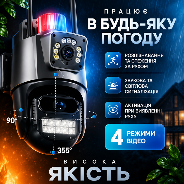 Wifi Двойная камера видеонаблюдения 8 мп 4K HD ICsee ptz поворотная уличная видеокамера 8 mp с двумя объективами - Фото 11 Wifi Двойная камера видеонаблюдения 8 мп 4K HD ICsee ptz поворотная уличная видеокамера 8 mp с двумя объективами - изображение 11