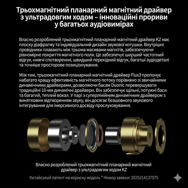 Навушники KZ Duonic Bass DSP (з мікрофоном, тюнінг версія) – In-Ear Monitor з потрійними планарними драйверами і перемикачами - зображення 7
